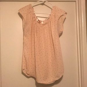 Pink polka dot blouse